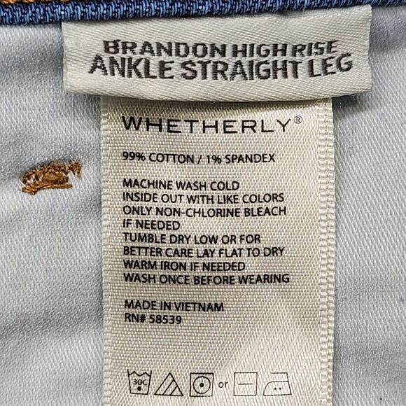 Whetherly Jeans Womens 29/8 Blue Brandon Distressed High Rise Ankle Straight Leg - Picture 8 of 15